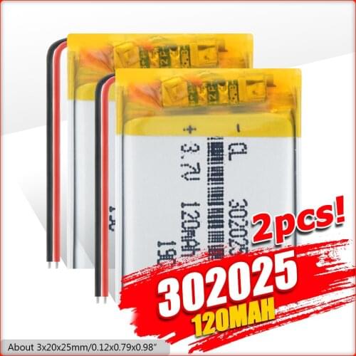 2021 New 302025 rechargeable battery 3.7V 120MA battery for watching voice recorder bt headset watch led light smart band GPS