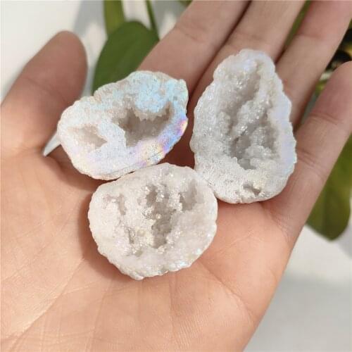 25-35mm natural agate geode electroplating angel aura crystal cluster healing stones and crystals gift DIY