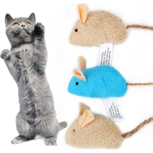 Teeth Grinding Mouse Trainning Simulated Plush Mouse Interactive Chewing Toy with Catnip 3 Pieces/set