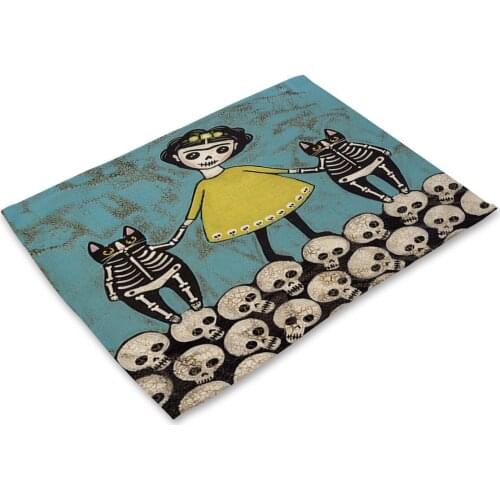42x32cm Placemat for Dining Table Decor Animal Coaster Creative Printed Cute Cat Cartoon Mat Heat-resistant Kitchen Accessories