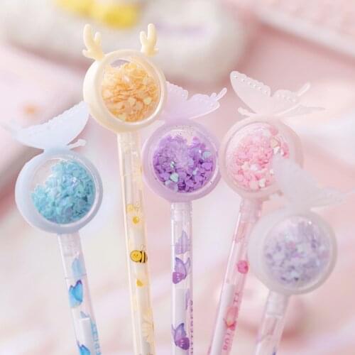 48pcs/lot Butterfly sequin gel pen cute creative signature pen office writing pen small gifts kindergarten pupils pen