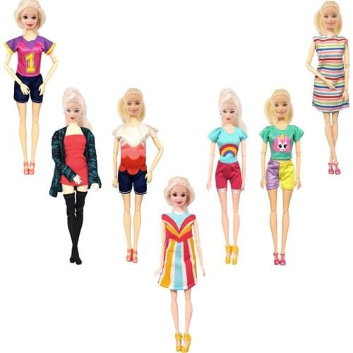 7 Set Fashion Accessories Doll Beautiful Suits & Dresses Suitable For Summer & Autumn For Babies Dolls Girls Toy Gift