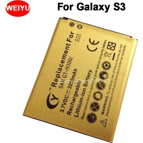 3250mah High Capacity Gold Battery For Samsung for Galaxy SIII S3 i9300 GT-i9300 I9305 L710 i747 Bateria Batterij Accumulator