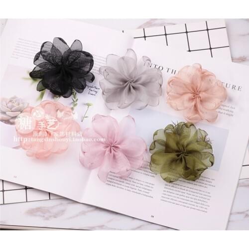 New Diy Pet Cats Grooming Accessories Clips Dogs Hand stitched chiffon flower 30pcs