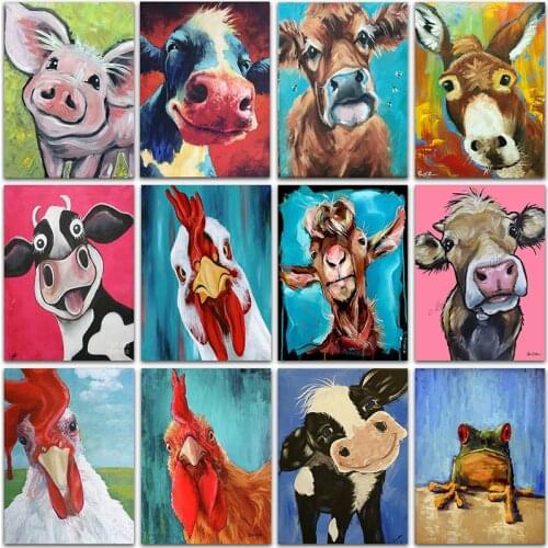 5D Diy Diamond Painting Animals Pig Cow Full Square/Round Diamond Embroidery Horse Cock Frog Cross Stitch Mosaic Gift Home Decor