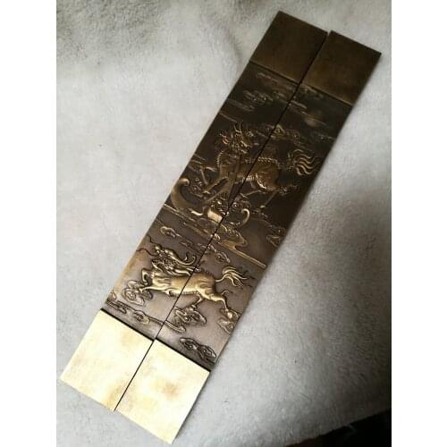 9,62 pulgadas cobre tallado vivo y realista boca de dragón con bola estatua de lujo