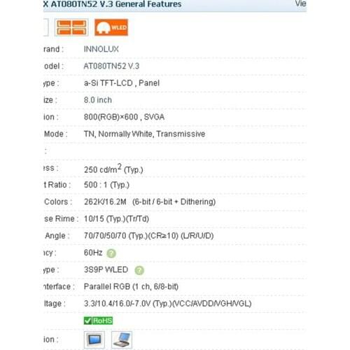 AT080TN52 V3 AT080TN52 V.3 800*600 8.0 INCH Industrial LCD,A+ Grade in stock, tested before shipment
