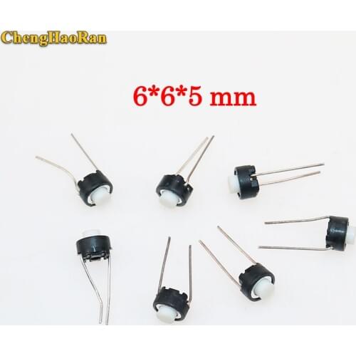 ChengHaoRan 5-10pcs Touch switch button 6*6*5mm DIP 6X6X5 mm Tactile Tact Push Button Micro Switch Momentary for A-L-P-S white