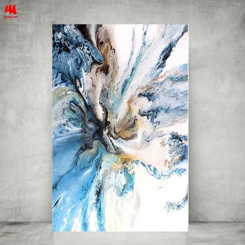 WANGART Colorful Ocean Large Abstract Poster Canvas Art Landscape Oil Painting Wall Pictures For Living Room Modern no frame