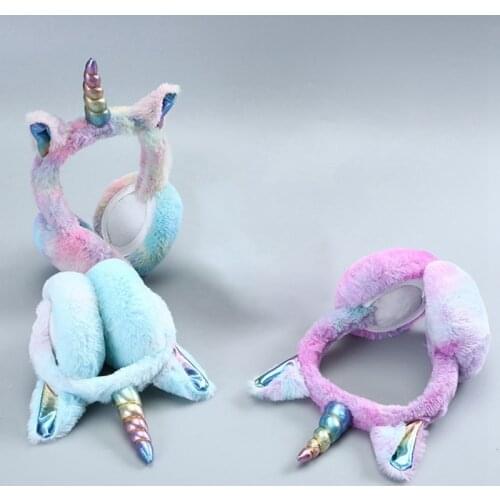 Plush Unicorn Earmuff Ear Muffs Kids Lovely Children Winter Warmer Ear Muffs Rabbit Fur Thicken Plush Unicorn Ear Cover