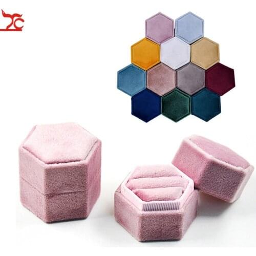 Double Rings Box Jewelry Packaging Box Ring Box Jewelry ContainerHigh Quality Earrings Holder Velvet Couple Ring Box