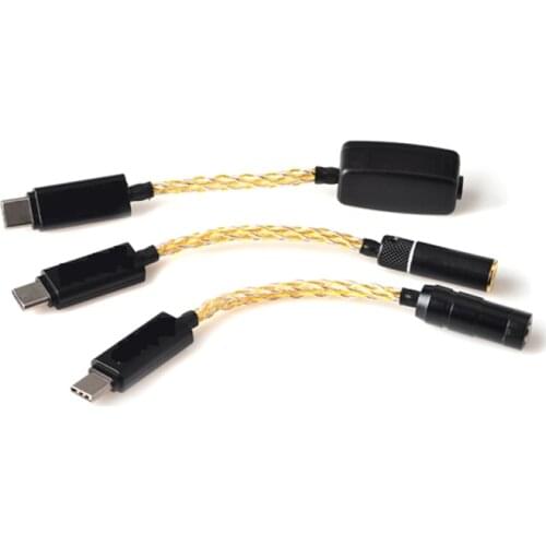 OKCSC Type-c Dad Adapter Cable Male to 2.5mm/3.5mm/4.4mm Balanced Plug HiFi Female Mum Single Crystal Copper Plated Silver Wire