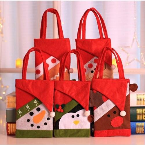Creative Christmas Gift Bag five Pattern Santa Claus Candy Bag Handbag Home Party Decoration Xmas Kids Gift Bag Handmade 11*33cm