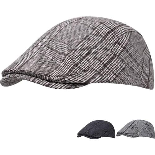 2021Trends cotton mens beret forward hat classic plaid trucker hat casual retro newsboy hat hat men