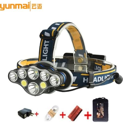 15000LM XM-L T6 COB LED Headlamp Headlight 8 Modes USB Charging Head Torch Flashlight Head Lamp Fishing Hunting Lantern Light Q