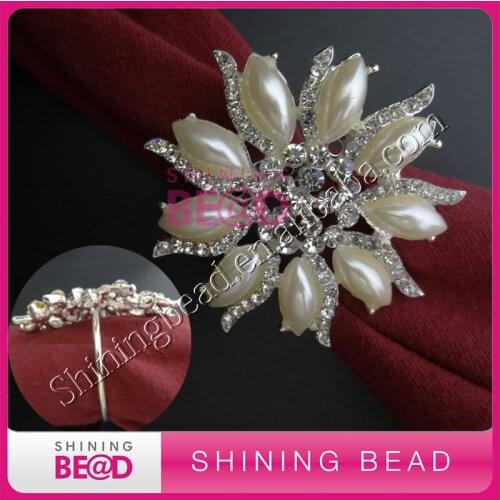 New arrival high qulity pearl crystal wedding napkin ring, free shipping