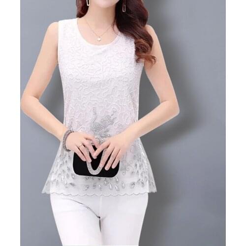Summer New Style Tank Tops Lace Patchwork Ladies Sleeveless Tops