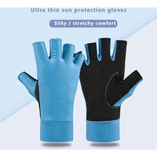 Newest Men Women Half Finger Ice Silk Gloves Silicone Anti-skid Quick-drying Riding Golf Motorcycle Sunscreen Summer Gloves