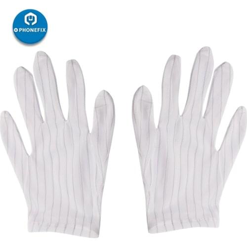 PHONEFIX Anti-static Anti-skid Gloves Striped PC Computer Phone Working Repair Safe Glove for Phone PCB Repair Finger Protection