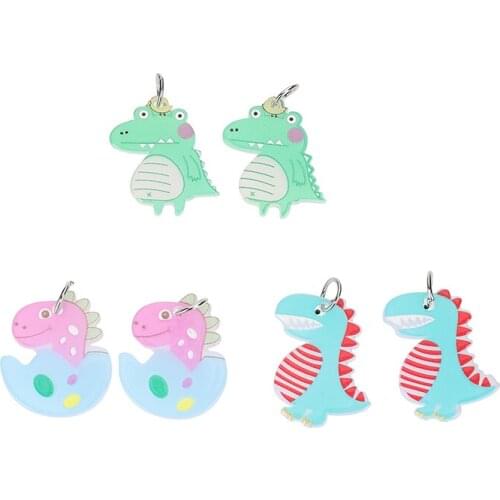 10pcs Dinosaur Charms Acrylic Cartoon Earring Pendant For Jewelry Making DIY Handmade Craft