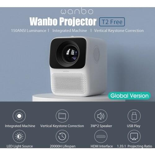 Global Version Wanbo T2 Free LCD Projector LED Support 1080P Vertical keystone correction Portable Mini Home Theater Projector
