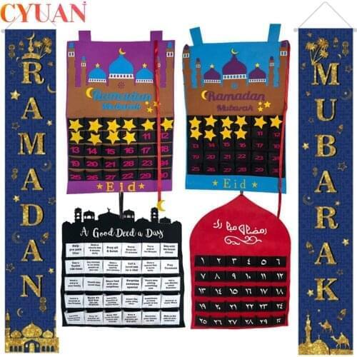 Eid Mubarak Decor Calendrier Ramadan Kalender Islam Muslim Festival Party Supplies Countdown Advent Calendar Hanging Kids Gifts