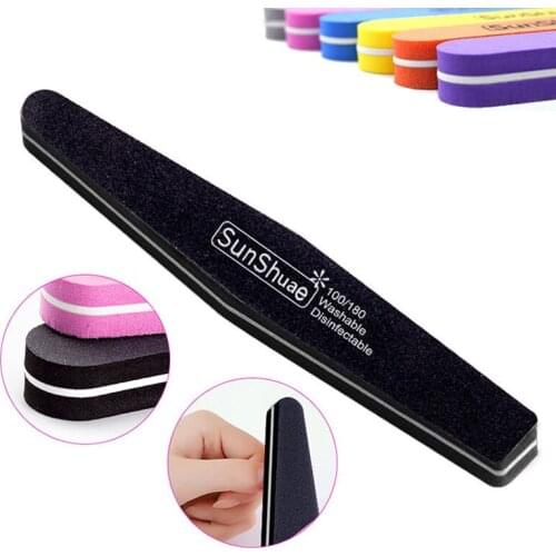10/50Pcs Professional Nail File 100/180 Diamond Sponge File Nail Polishing Colorful Sponge Nail Care Thick Buffer Nail File Tool