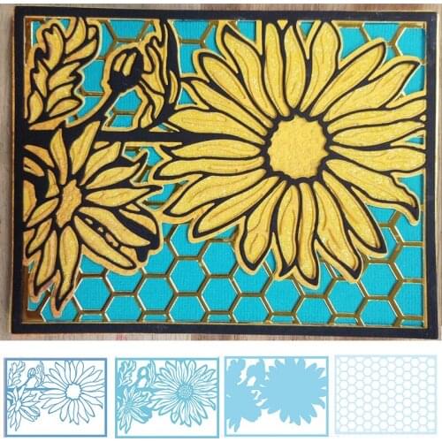 Sunny Daisy Pattern Die Cuts For Card Making Sunflower+Pattern+Frame Metal Cutting Dies Stencils 2020 Embossing Crafts Cards