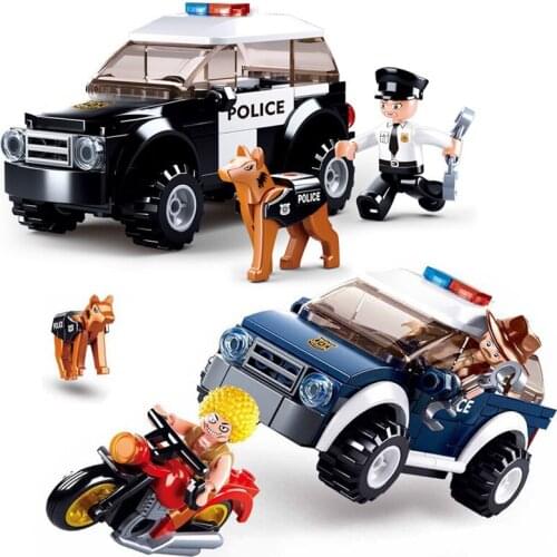 SLUBAN 2021 SWAT Police Command Vehicle Catch Criminal SUV Cruiser Car Building Blcoks City Educational Toys For Children Gift