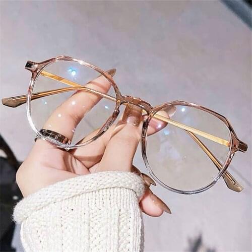 TR90 Anti Blue Light Glasses Frame Women Polygon Eyeglasses Frames Men Metal Optical Computer Spectacle Retro Fake Glasses