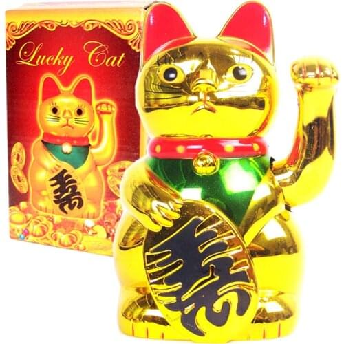 Craft Art Welcome Cat Home Shop Hotel Decoration Chinese Lucky Wealth Gold Cute Lucky Waving Cat