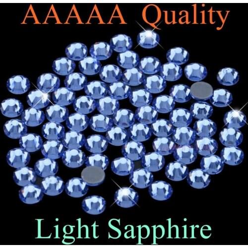 Top Quality! Light Sapphire Hotfix Rhinestones SS6 SS10 SS16 SS20 SS30 Flatback Diamond Hot Fix Strass Crystals With Glue