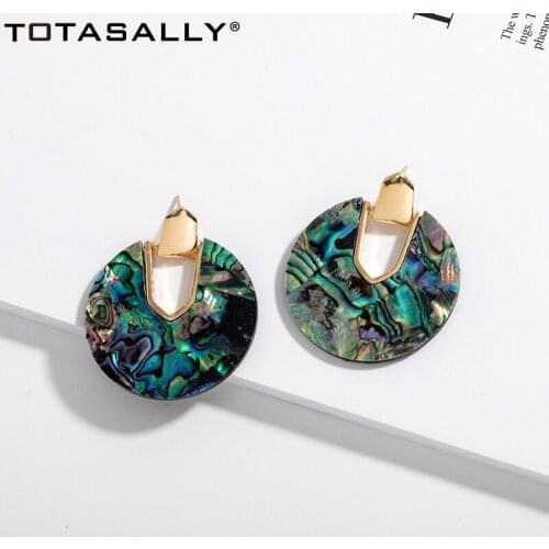 TOTASALLY Fashion Party Stud Earrings for Women Fashion Big Statement Earrings Ladies Abalone Shell Earring Gifts Jewelry