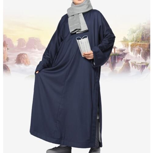 Unisex 5color winter warm robe lay meditation clothing zen suits Buddhist shaolin monk kung fu uniform coat blue/red/brown/beige