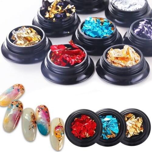 1 Box Irregular Nail Art Foils Sticker Colorful Paper Gold Sliver Nail Fakes DIY Design 3D Nail Art Decorations Transfer