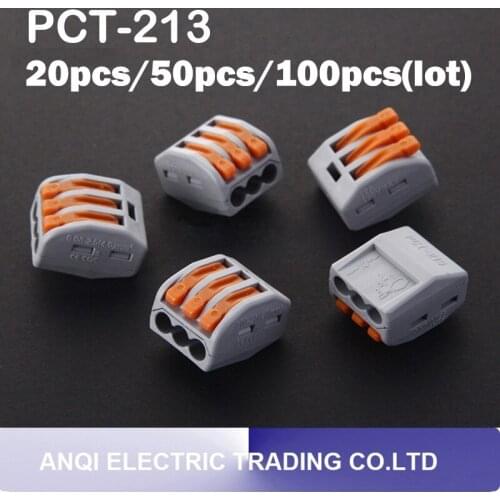 PCT-213 3 Pin wiring connector PCT-213 3 Pin Universal compact wire wiring connector conductor terminal block with lever wire