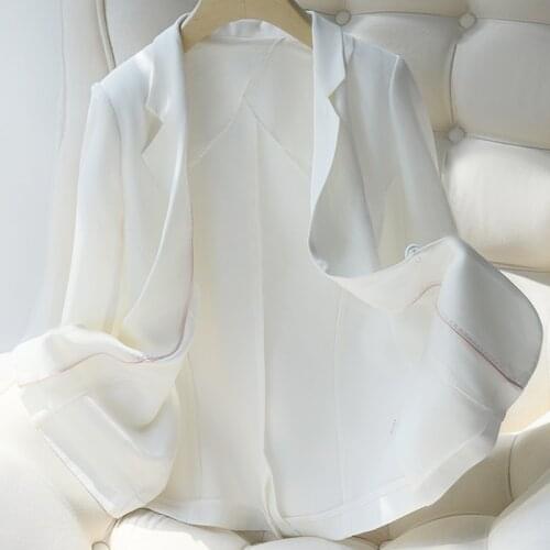 40MM 100% Silk Coat Women Suit Summer Cool Too Luxury Fashion OL White Black Full Silk Lining Spring Office Lady Jacket