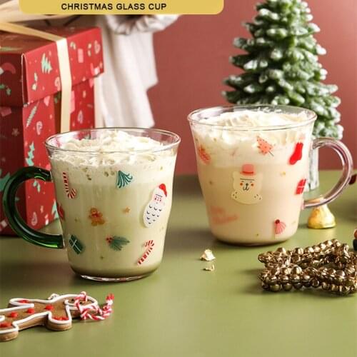 Coffee Mug Transparent Breakfast Oatmeal Glass Mug Milk Yogurt Cup Cocktail Glass Crystal Mugs Handle Drinkware Christmas Gifts