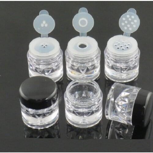 50 pcs/lot 3 ml Loose Powder Jar with Sifter Clear Gold Silver Empty Cosmetic Container Refillable Particle Eyeshadow Powder Jar