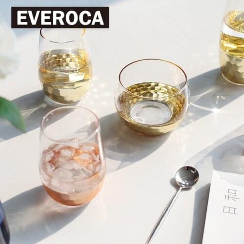 Rose Gold Hexagon Plating Glass Cup Gold Wine Cup Juice Coffee Glass Drinking Cup 10Oz