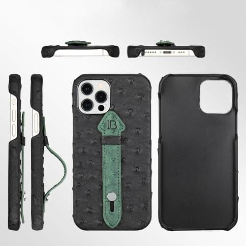 Ostrich Skin Pattern Phone Case for iPhone11 Pro Max PU Leather Retro Cover for iPhone 12 pro Max Back Case with Strap iPhone Xs