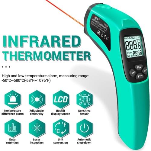 ANENG TH02A Digital Infrared Thermometer LCD Laser Temperature Sensor Pyrometer -50~580C Non-contact measuring instruments