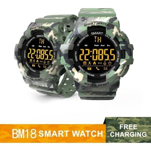 Stylish Men Sport Smart Watch 3D Camouflage Design 5ATM Waterproof Fashion Smartwatch Clock Stopwatch Luminous Dail