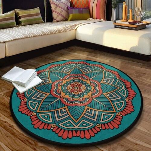 National Style Round Mandala Carpet Rugs Room Decor Play Area Rug Bedside Doormat Floor Chair Mat Large Carpets Living Room