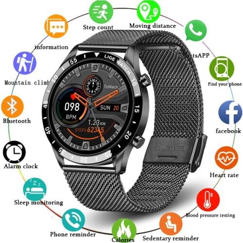 LIGE Fashion Smart Watch Men Bluetooth Call Heart Rate Blood Pressure Monitor Sport Waterproof Watch Fitness Tracking Smartwatch