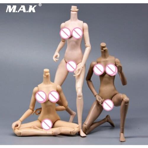 1/6 Scale Female Flexible Action Figure Middle Breast Body Pale/Yellowish/Suntan Color Fish Sitting for 1:6 Head Collectible