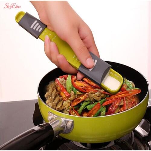 Spoon Multi-Scale Adjustable Measuring Plastic Spoons Double-End Anti-Slip For Teaspoon Coffee Sugar Baking Cooking Tool 5z