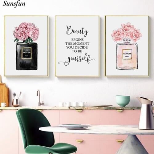 Fashion Flower Perfume Art Poster Inspirational Text Canvas Print Wall Painting Beauty Salon Girl Room Decor Creative Picture