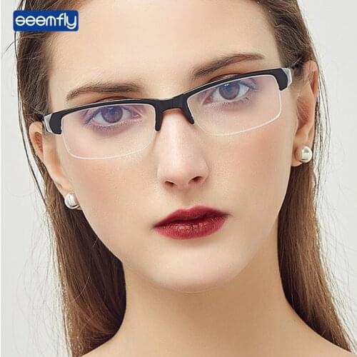 Seemfly Fashion Half Frame Finished Myopia Glasses Student Ultralight Frame Goggles Short-sighted Eyeglasses Diopters -1.0 -4.0