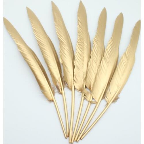 Wholesale 100pcs/lot Gold Goose/Duck/Turkey Feathers DIY Wedding Decoration Accessories Plumes DIY Feathers For Crafts Plumas